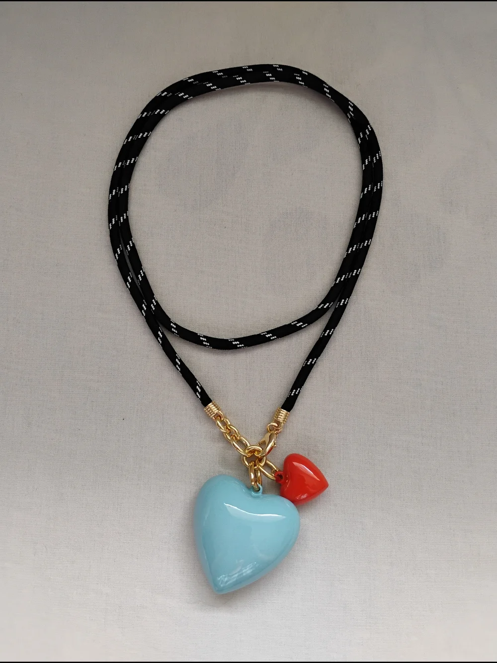 Roxanne Assoulin The Happy Cord Long Big Double Heart Necklace